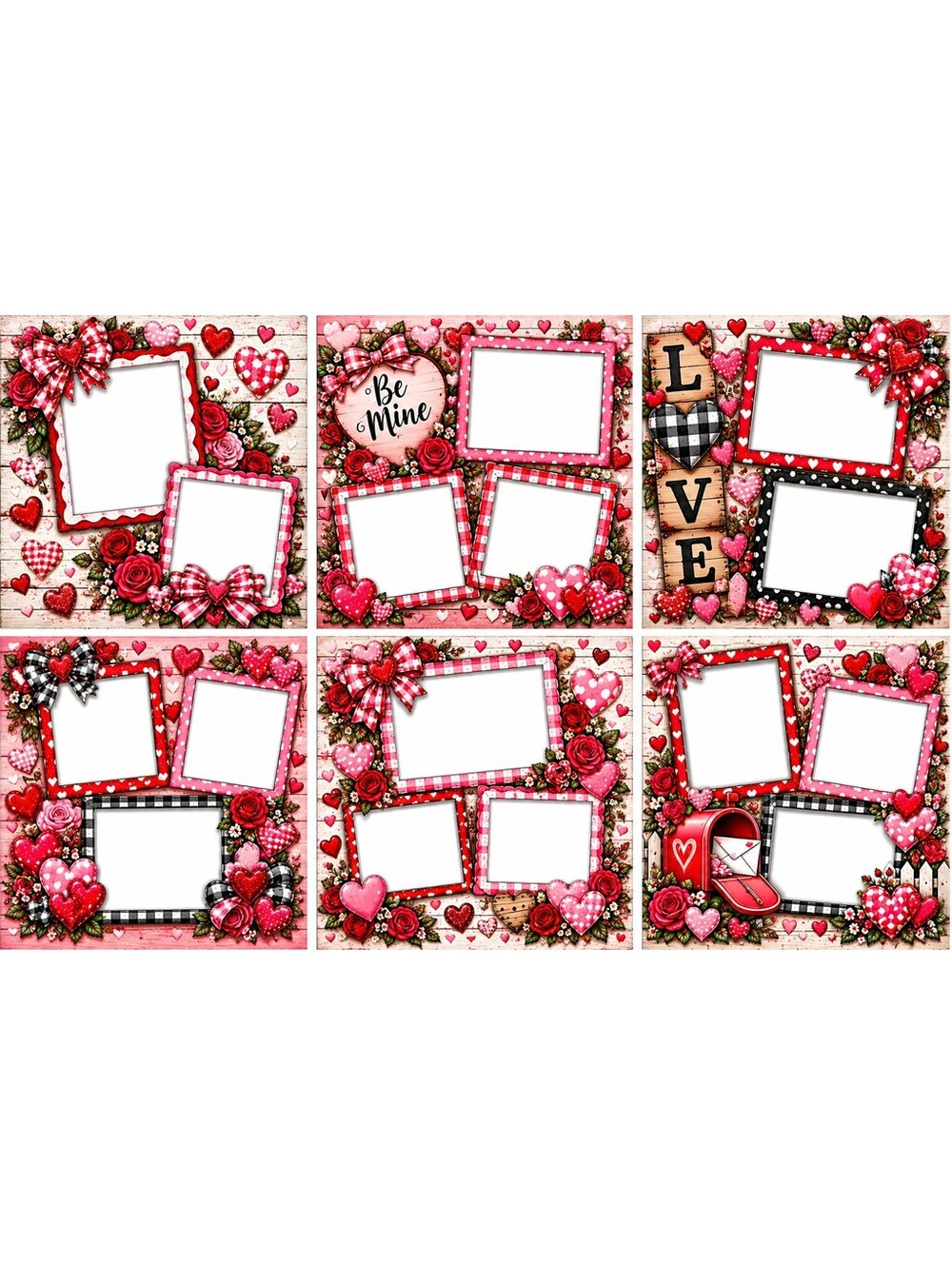 Valentine Scrapbook Paper Set of 6